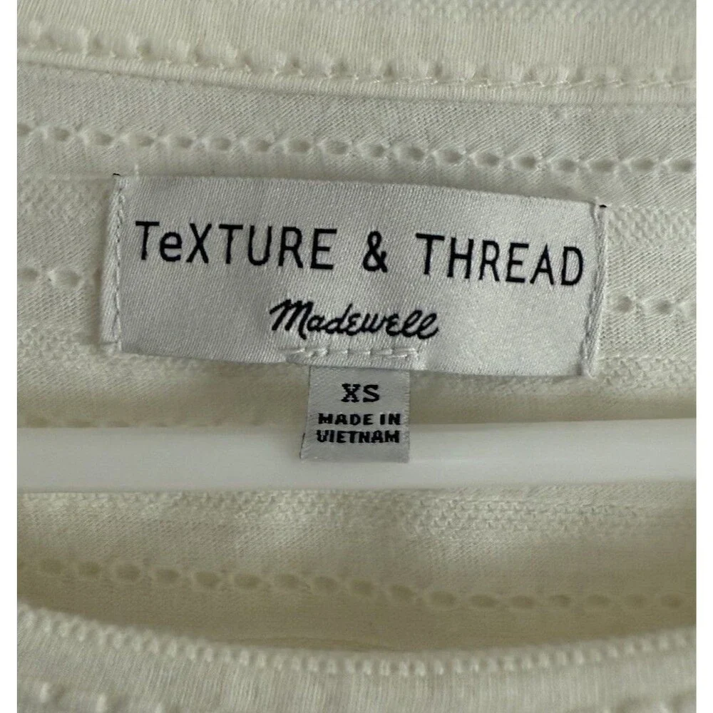 Madewell Texture & Thread Bubble Long Sleeve Top Women Size XS Cream Blouse